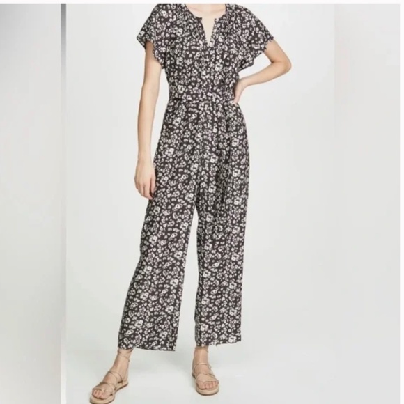 Hatch Maternity Regina Jumpsuit Floral Black & White Size 2 (Medium/Large) - Picture 3 of 16